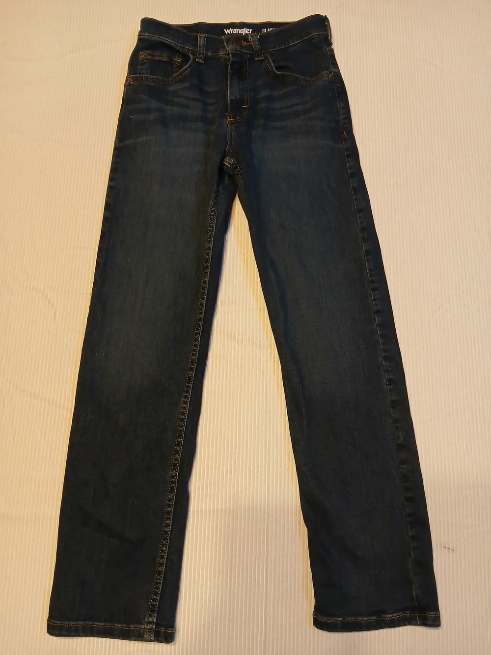 Wrangler Boys Size 12 Slim Denim Jeans With Adjustable Waist, Dark Wash